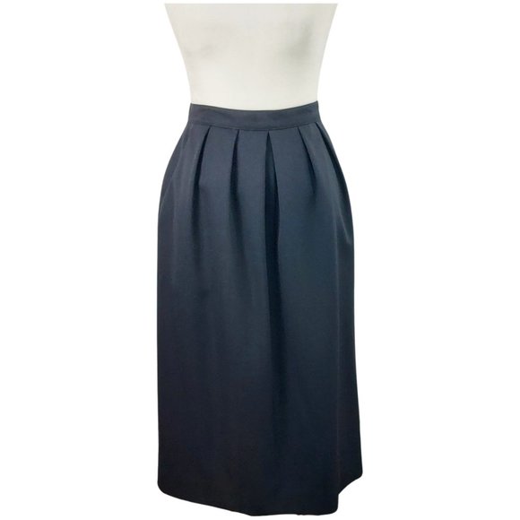 VTG Pendleton Black Wool Pleated Knee Length Skirt Size 12 - Picture 2 of 5